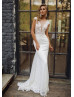 Cap Sleeves Ivory Glitter Sexy Wedding Dress